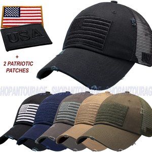 Antourage American Flag Mesh Snapback Unconstructed Unisex Trucker Hat+2 Patches